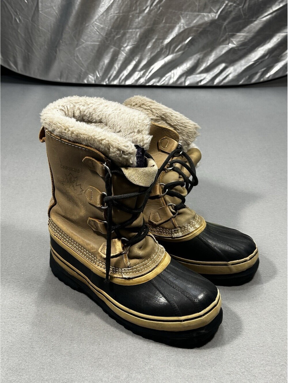 Sorel Caribou Boots Women’s Size 7 Made Canada Waterproof Leather Rubber Winter